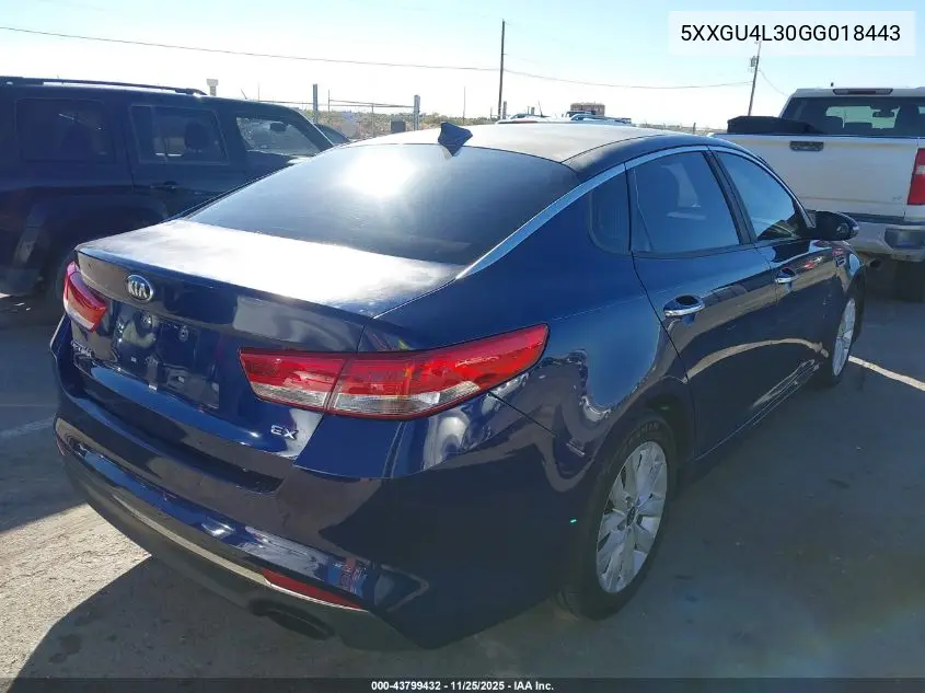 5XXGU4L30GG018443 2016 Kia Optima Ex