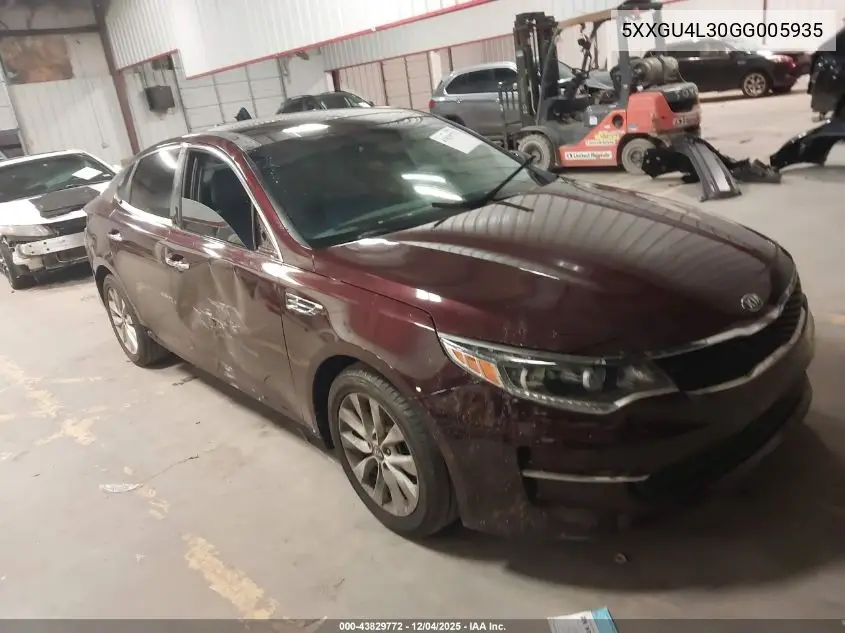 5XXGU4L30GG005935 2016 Kia Optima Ex