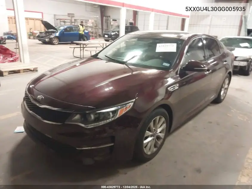 5XXGU4L30GG005935 2016 Kia Optima Ex
