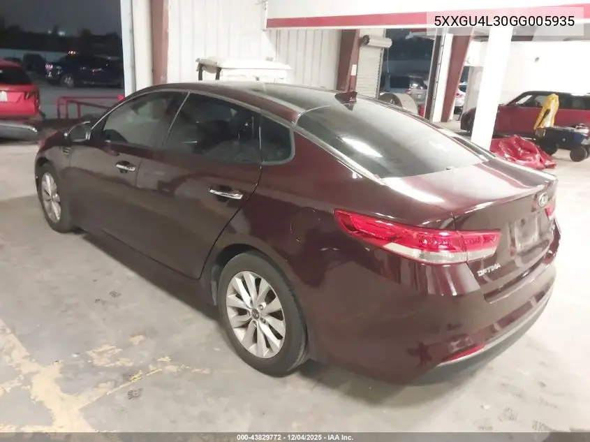5XXGU4L30GG005935 2016 Kia Optima Ex
