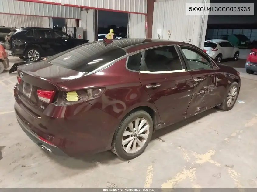 5XXGU4L30GG005935 2016 Kia Optima Ex