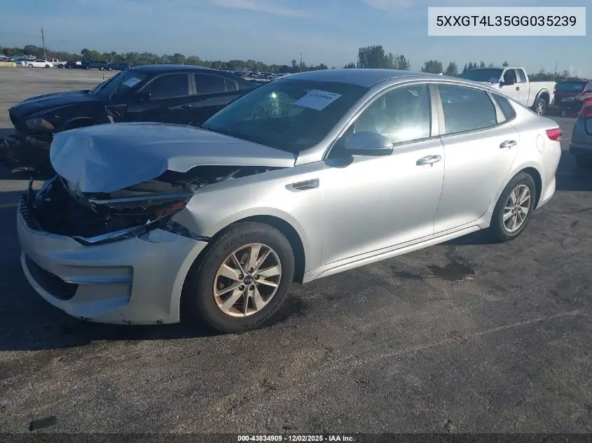 5XXGT4L35GG035239 2016 Kia Optima Lx