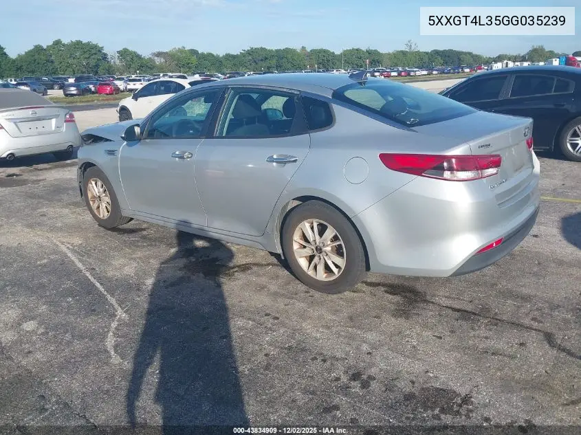 5XXGT4L35GG035239 2016 Kia Optima Lx