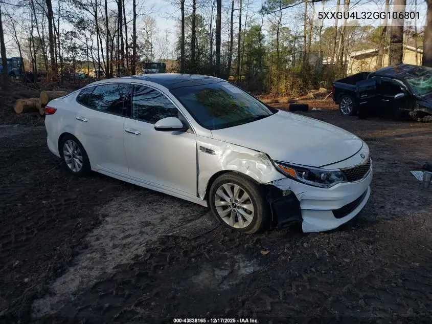 5XXGU4L32GG106801 2016 Kia Optima Ex