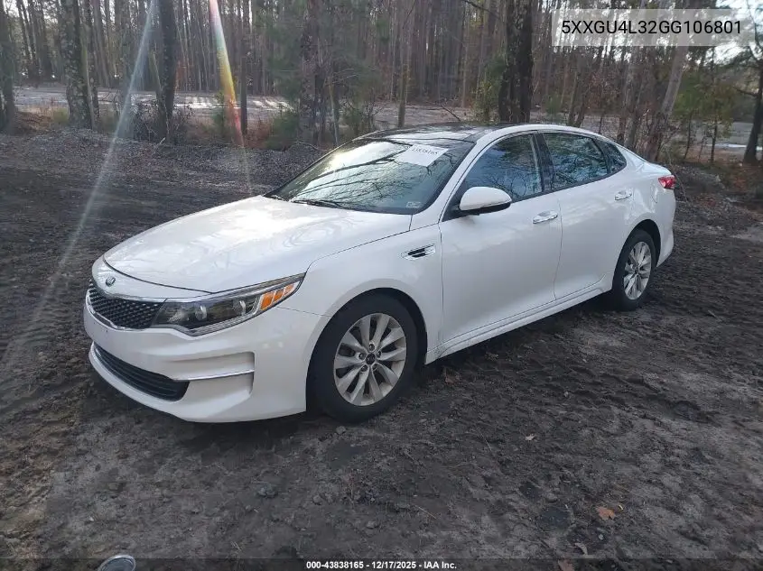 5XXGU4L32GG106801 2016 Kia Optima Ex
