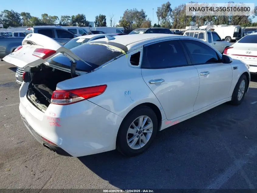 KNAGT4L35G5106800 2016 Kia Optima Lx