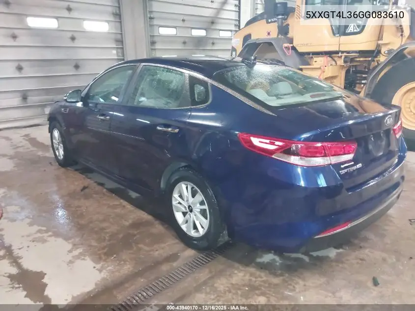 5XXGT4L36GG083610 2016 Kia Optima Lx