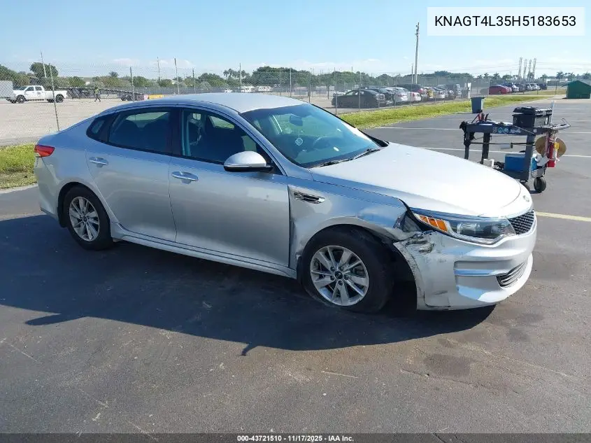 KNAGT4L35H5183653 2017 Kia Optima Lx