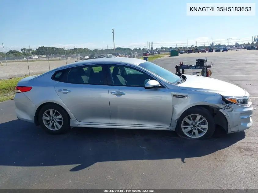 KNAGT4L35H5183653 2017 Kia Optima Lx