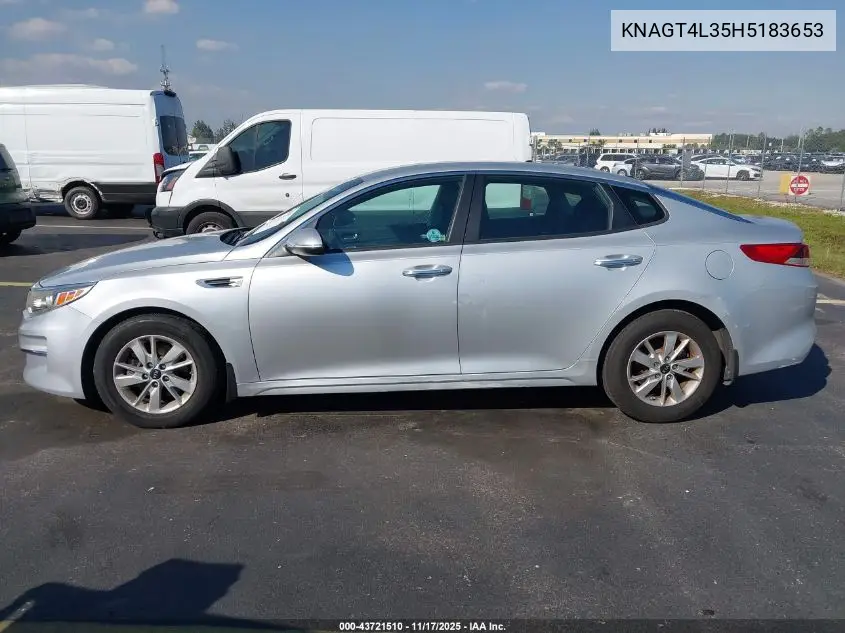 KNAGT4L35H5183653 2017 Kia Optima Lx