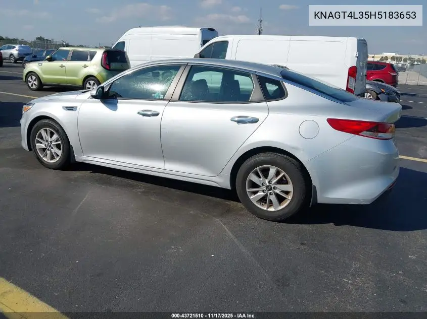 KNAGT4L35H5183653 2017 Kia Optima Lx