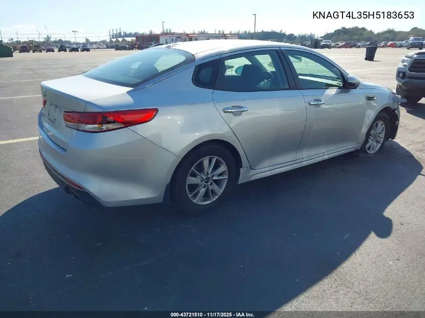 KNAGT4L35H5183653 2017 Kia Optima Lx