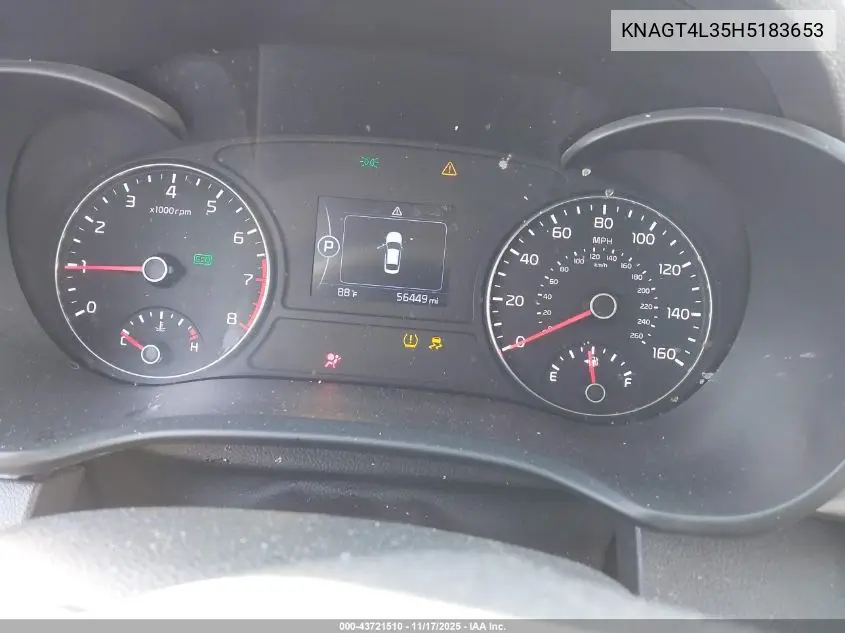 KNAGT4L35H5183653 2017 Kia Optima Lx