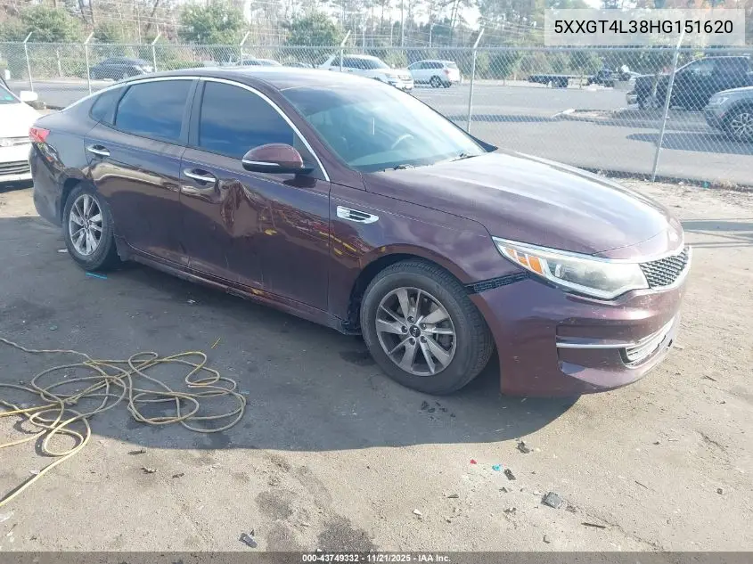 5XXGT4L38HG151620 2017 Kia Optima Lx