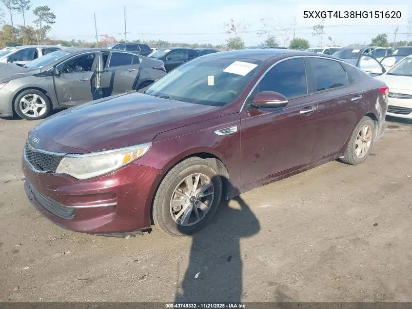 5XXGT4L38HG151620 2017 Kia Optima Lx
