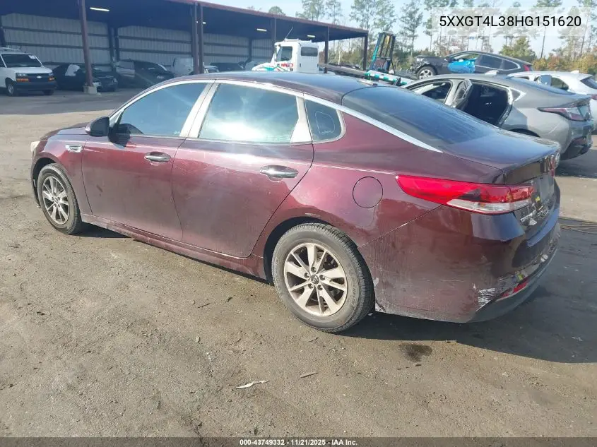 5XXGT4L38HG151620 2017 Kia Optima Lx