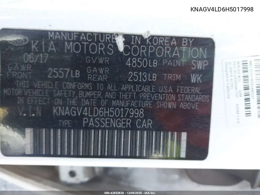 KNAGV4LD6H5017998 2017 Kia Optima Plug-In Hybrid Ex