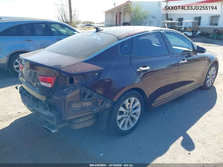 5XXGT4L33JG255194 2018 Kia Optima Lx
