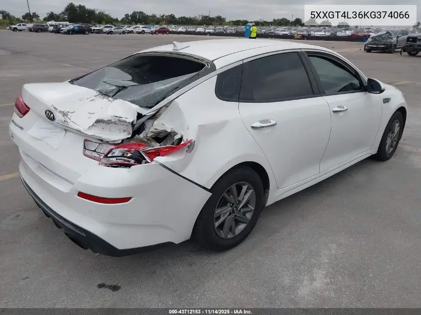 5XXGT4L36KG374066 2019 Kia Optima Lx