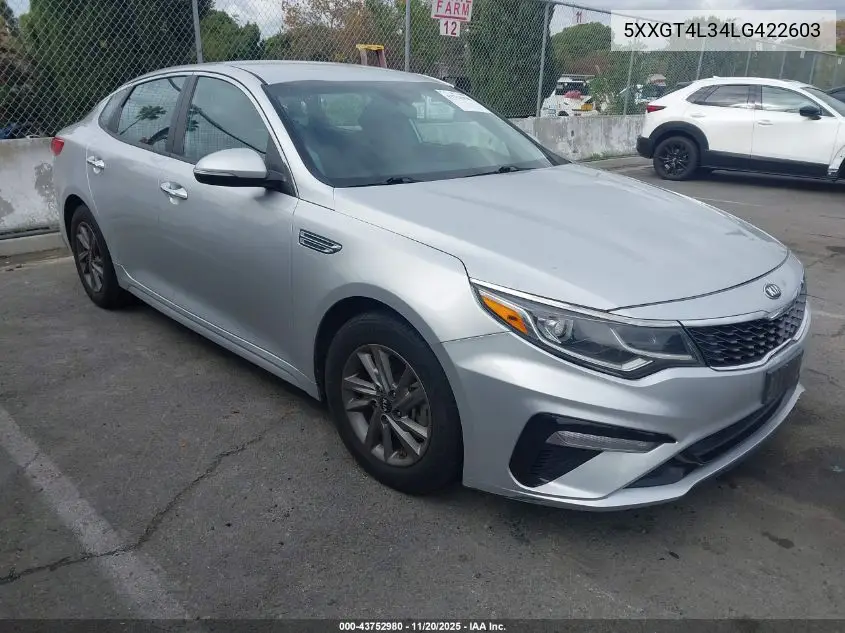 5XXGT4L34LG422603 2020 Kia Optima Lx