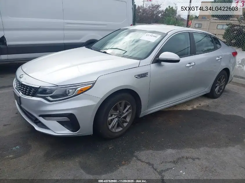 5XXGT4L34LG422603 2020 Kia Optima Lx
