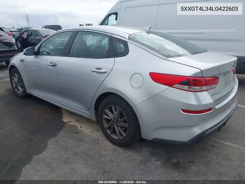5XXGT4L34LG422603 2020 Kia Optima Lx