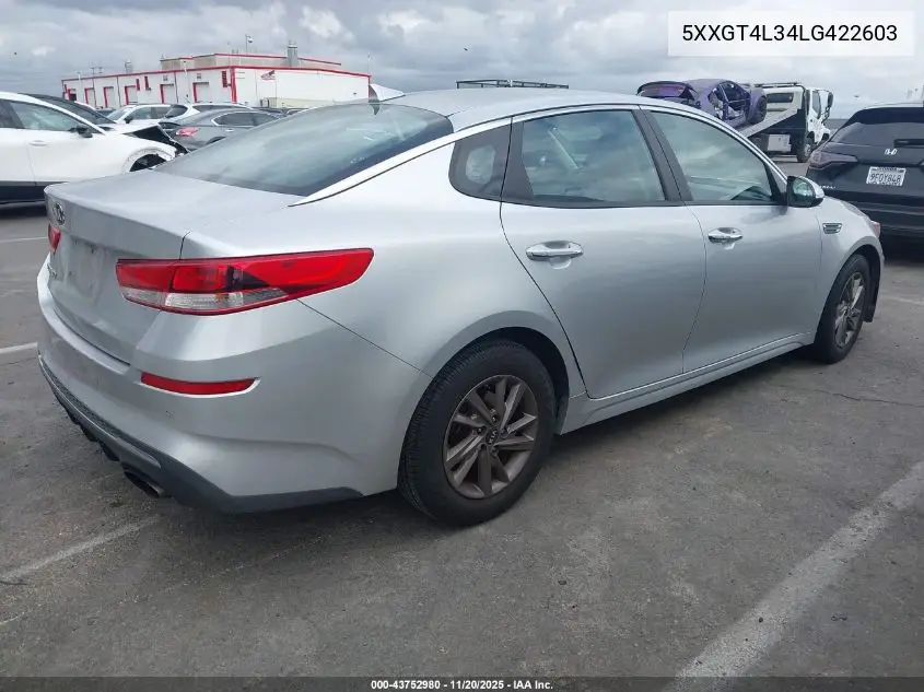 5XXGT4L34LG422603 2020 Kia Optima Lx