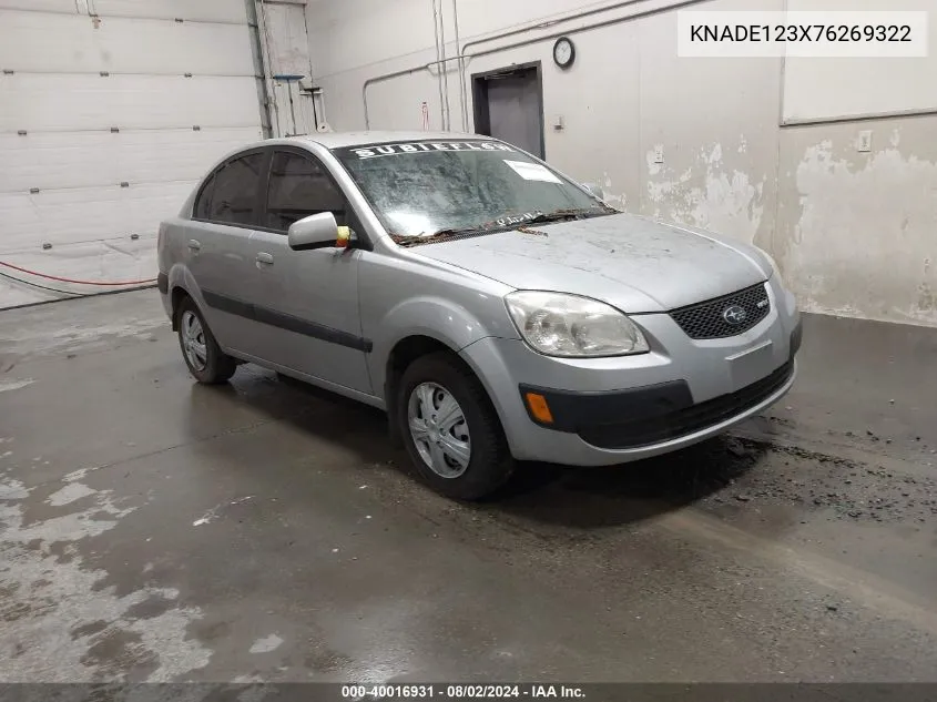 KNADE123X76269322 2007 Kia Rio