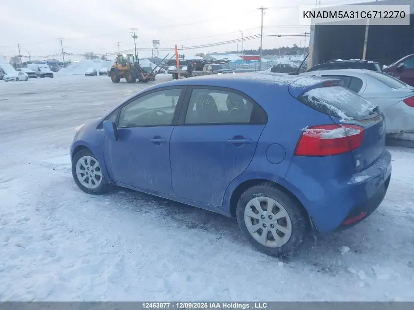 KNADM5A31C6712270 2012 Kia Rio Lx