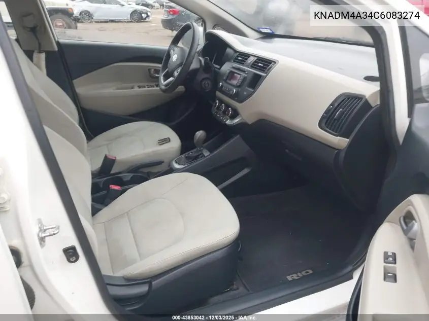 KNADM4A34C6083274 2012 Kia Rio Lx