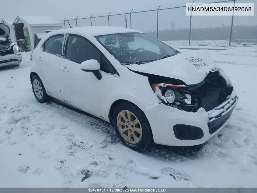 KNADM5A34D6892068 2013 Kia Rio Lx