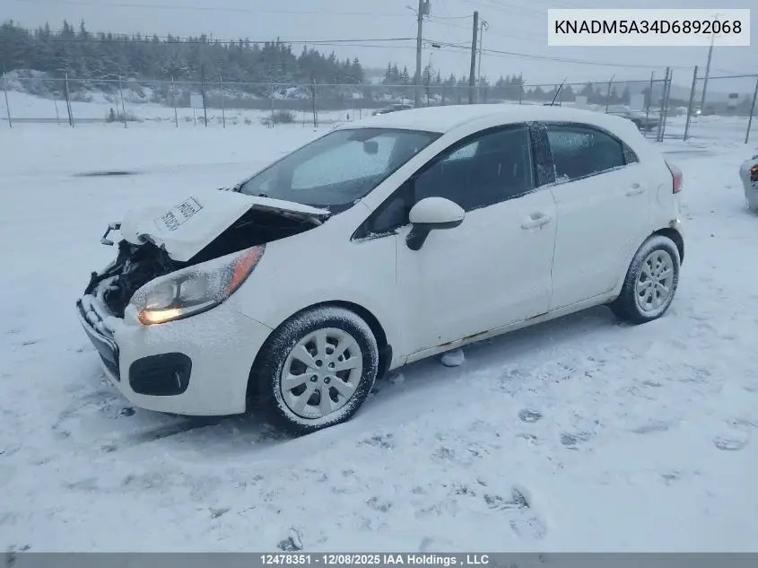 KNADM5A34D6892068 2013 Kia Rio Lx