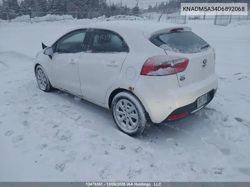 KNADM5A34D6892068 2013 Kia Rio Lx