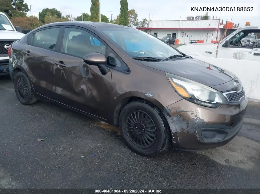 KNADN4A30D6188652 2013 Kia Rio Ex