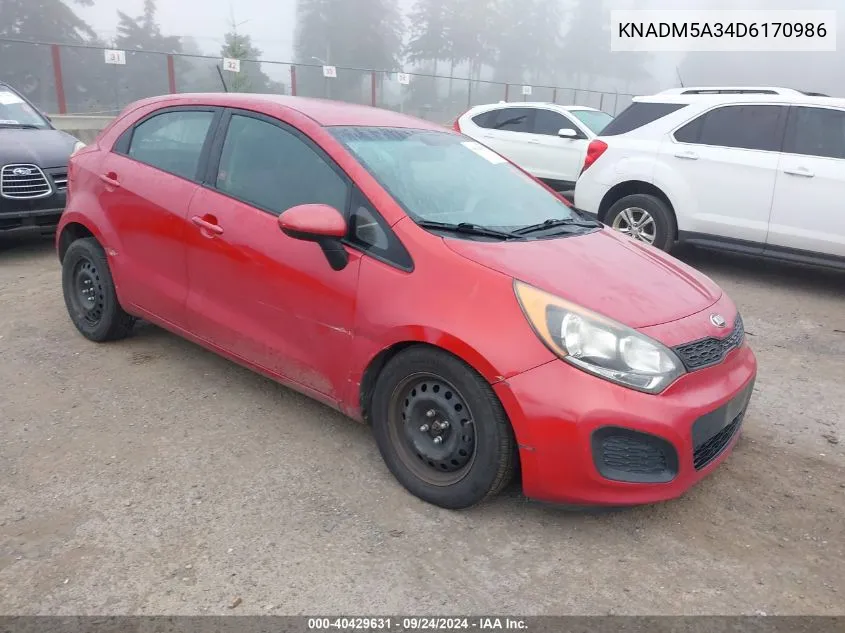 KNADM5A34D6170986 2013 Kia Rio Lx