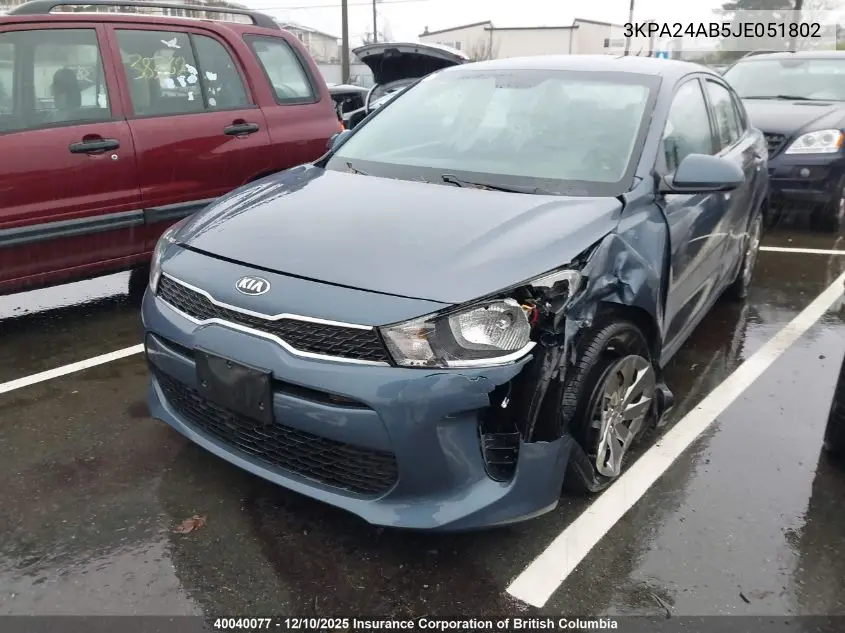 3KPA24AB5JE051802 2018 Kia Rio