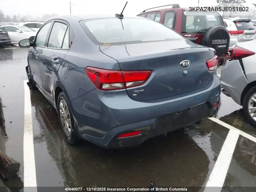3KPA24AB5JE051802 2018 Kia Rio