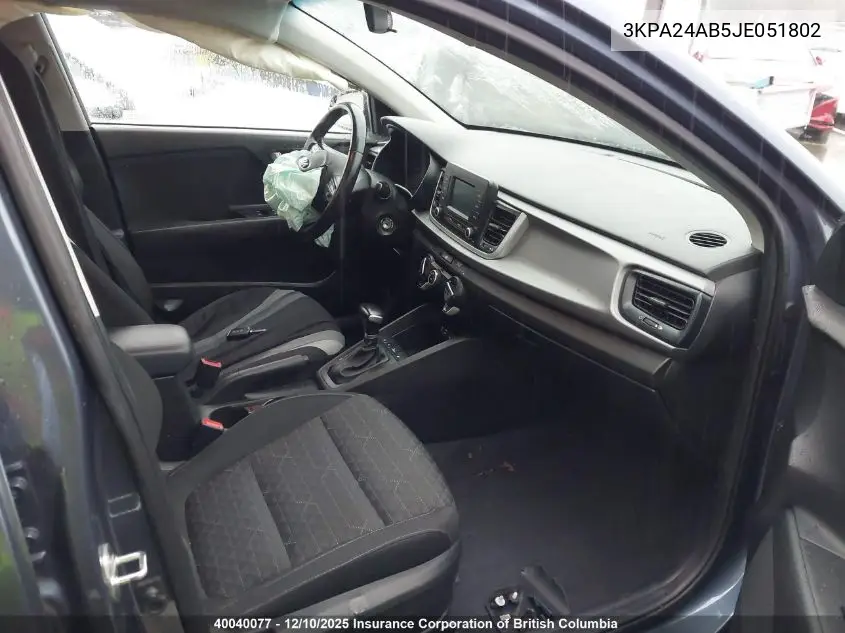 3KPA24AB5JE051802 2018 Kia Rio