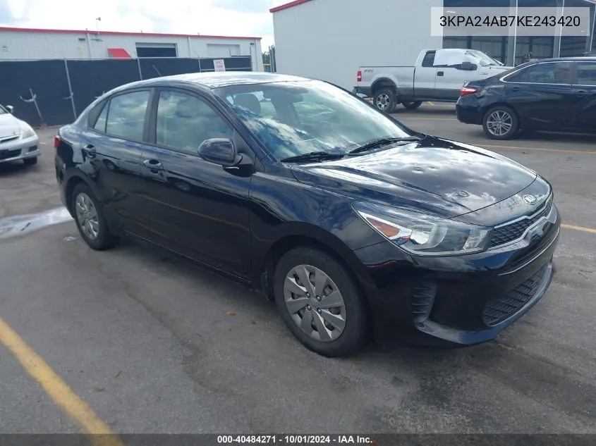 3KPA24AB7KE243420 2019 Kia Rio S