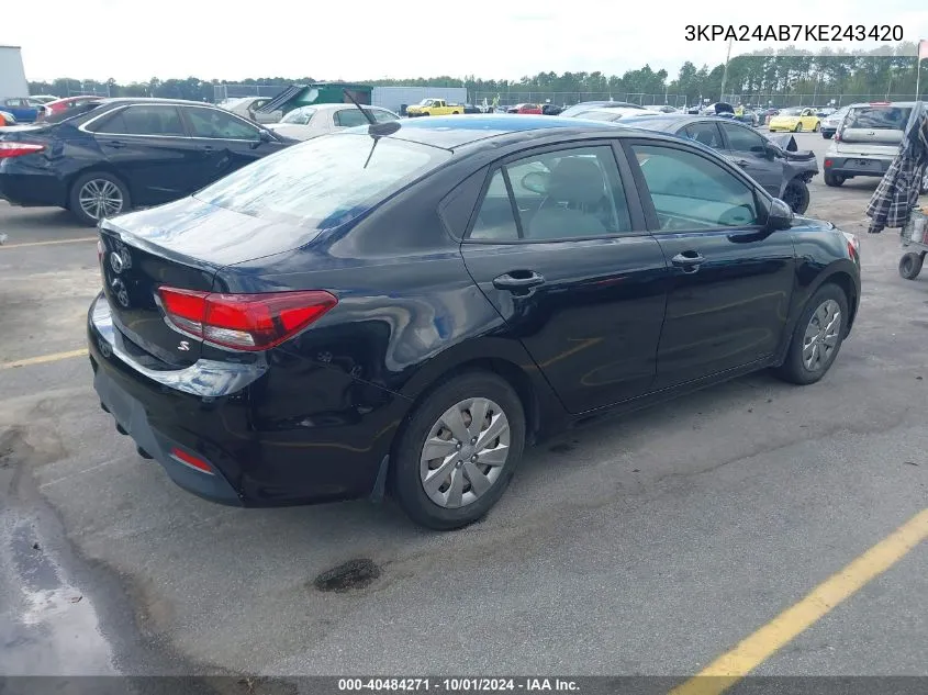 3KPA24AB7KE243420 2019 Kia Rio S