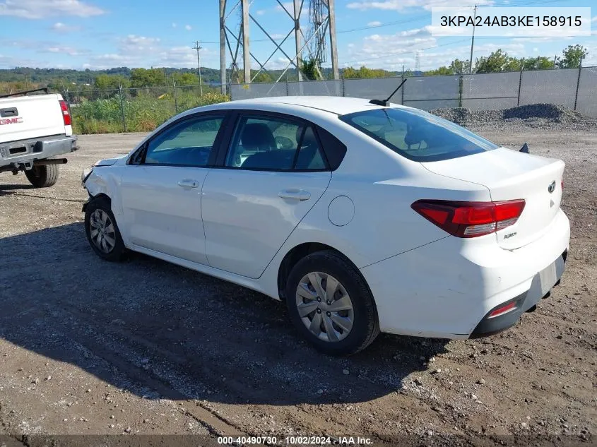 3KPA24AB3KE158915 2019 Kia Rio S