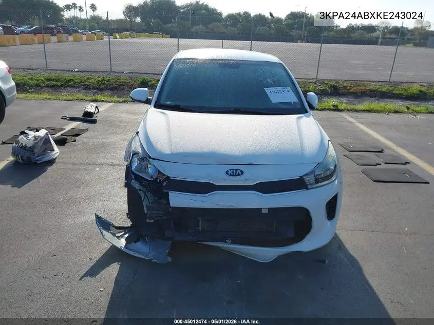 3KPA24ABXKE243024 2019 Kia Rio S