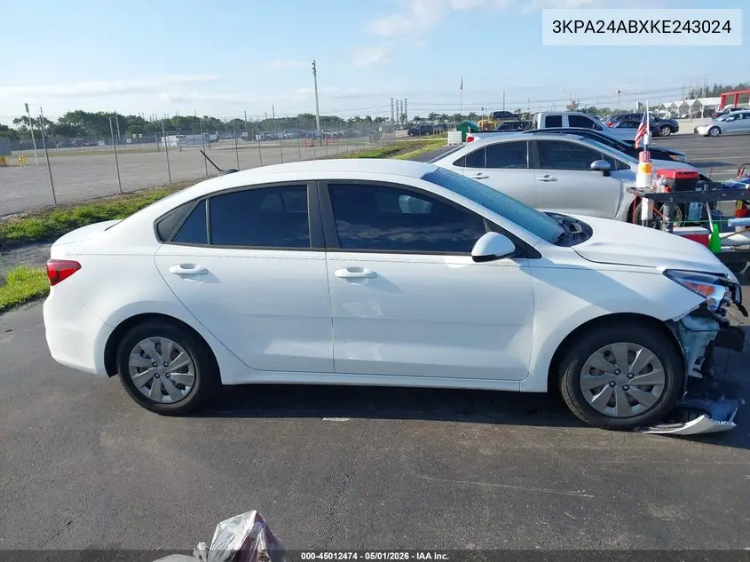 3KPA24ABXKE243024 2019 Kia Rio S