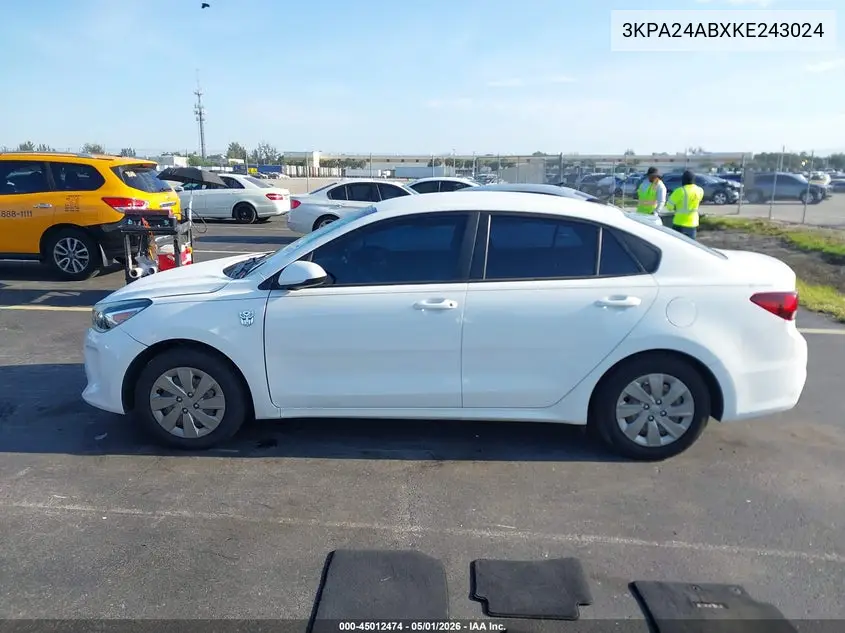 3KPA24ABXKE243024 2019 Kia Rio S