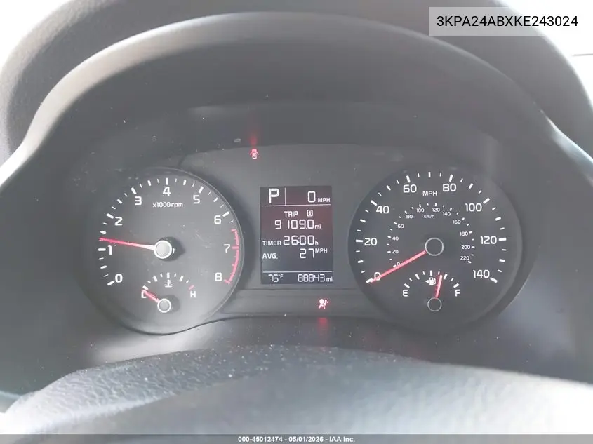 3KPA24ABXKE243024 2019 Kia Rio S