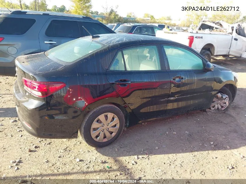 3KPA24AD1LE262712 2020 Kia Rio S