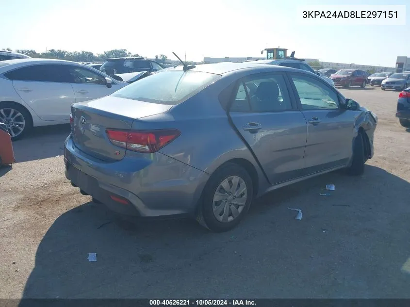 3KPA24AD8LE297151 2020 Kia Rio Lx/S