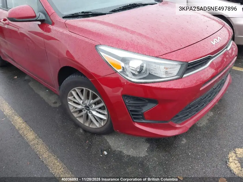 3KPA25AD5NE497896 2022 Kia Rio S