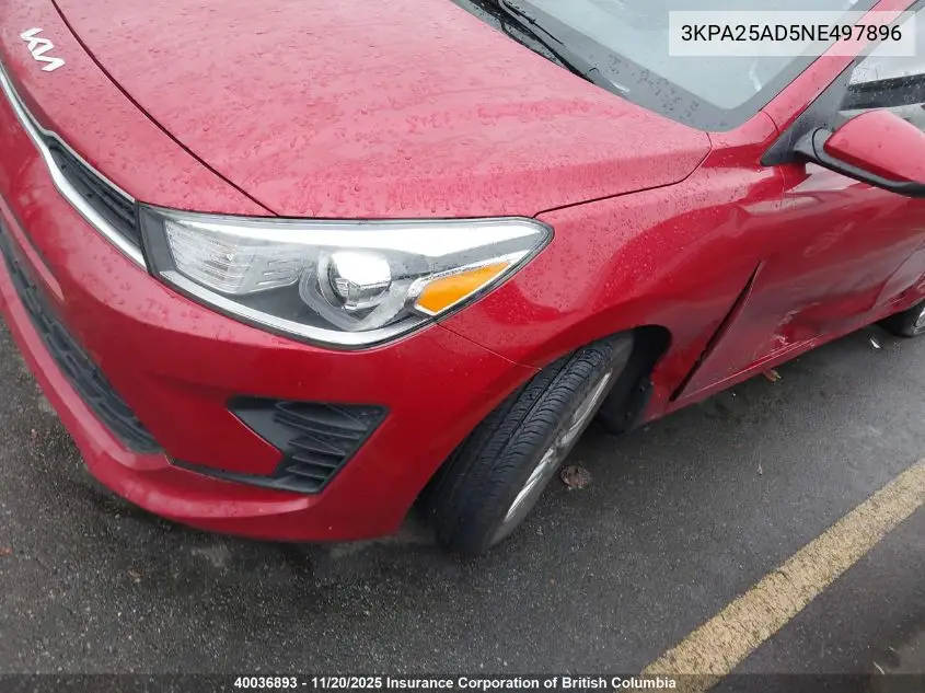 3KPA25AD5NE497896 2022 Kia Rio S