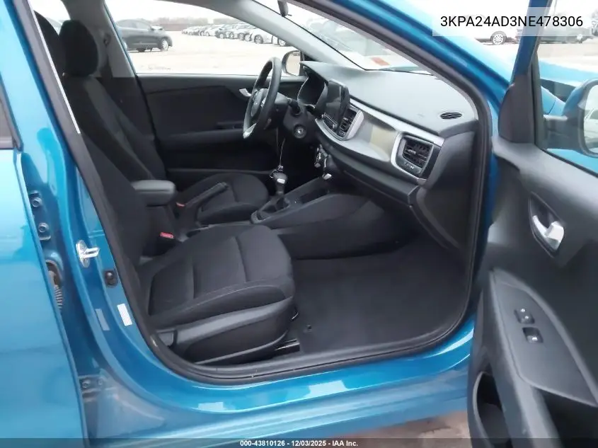3KPA24AD3NE478306 2022 Kia Rio S